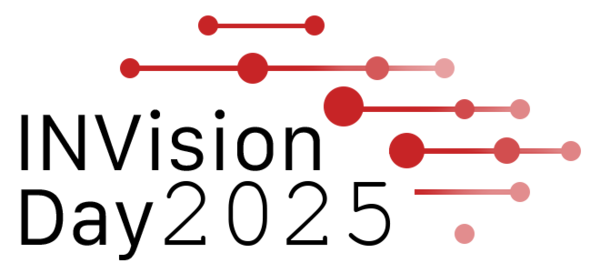 Logo for INVision Day 2025 with red, interconnected circles and lines of different sizes extending to the right above and next to the event name in black lettering on a light background.